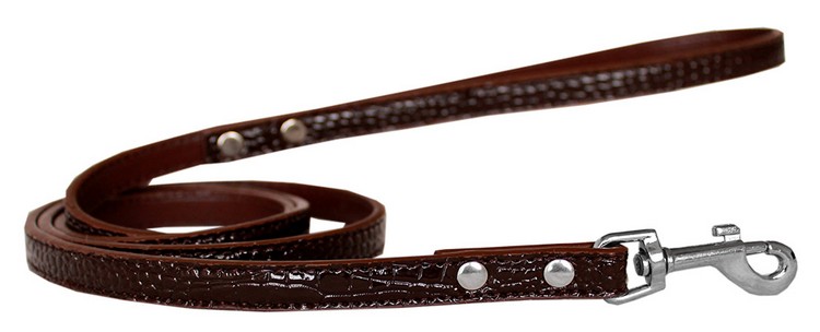 Plain Croc Leash Chocolate 1/2'' wide x 4' long